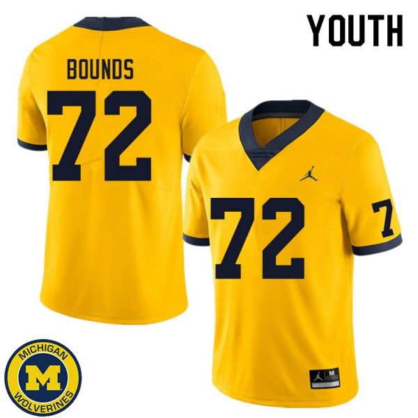 Youth Michigan Wolverines #72 Tristan Bounds Yellow NCAA Football Jersey